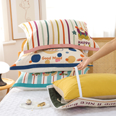 八层纯棉纱布绑带枕巾一对装 加厚防滑不脱落柔软透气全棉枕头盖巾