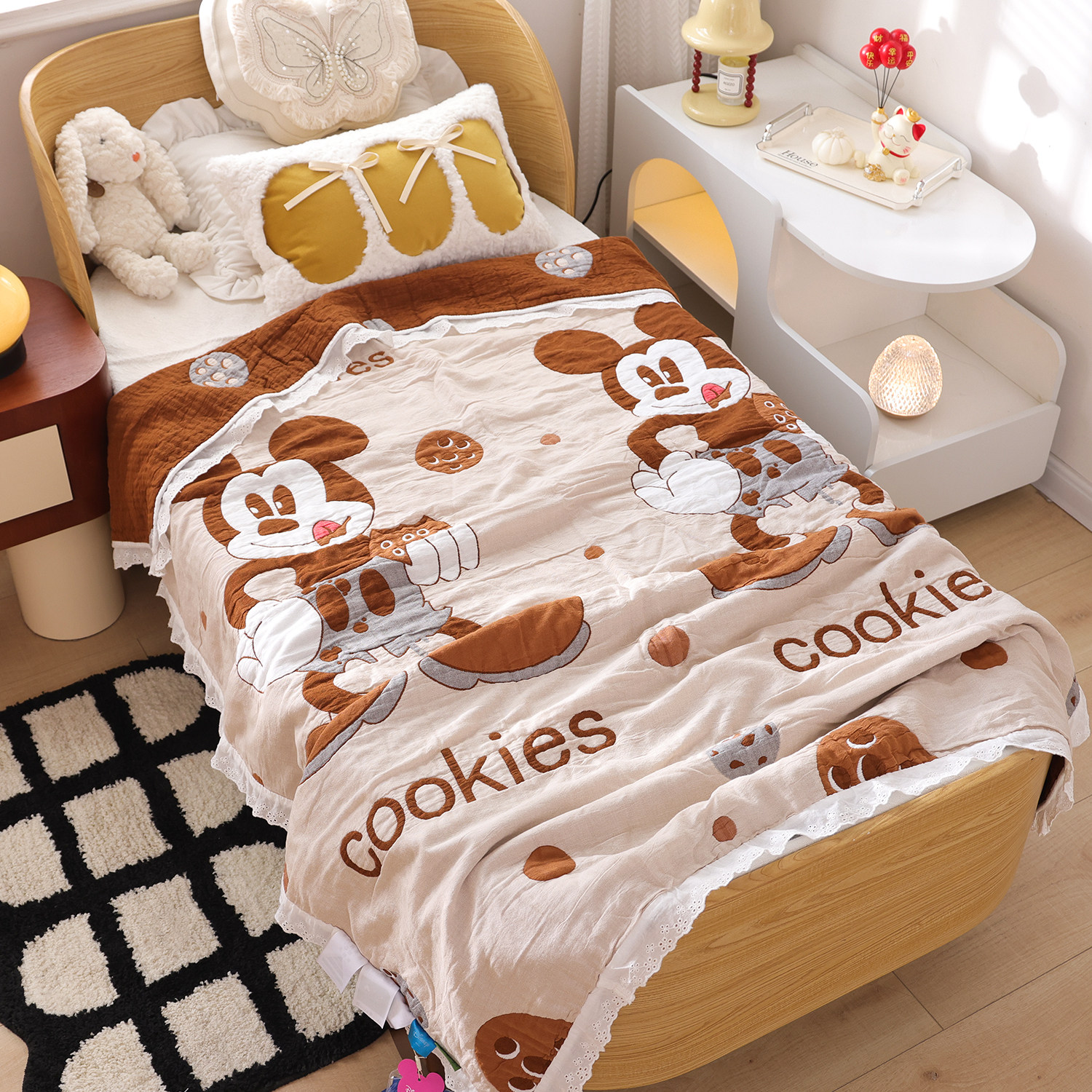 花边纯棉纱布儿童午睡毛巾毯透气卡通全棉泡芙被宝宝夏凉空调毯子,床上用品,休闲毯/毛毯/绒毯,淘宝优惠券,粉丝福利购,淘宝优惠卷