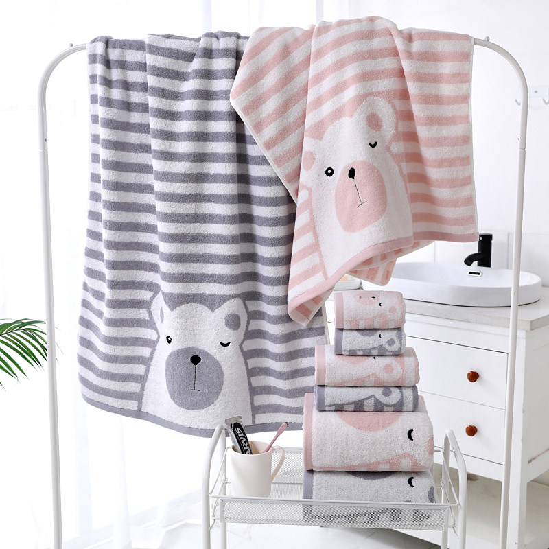 浴巾毛巾三件套成人情侣纯棉家用吸水速干不掉毛全棉洗澡裹巾儿童