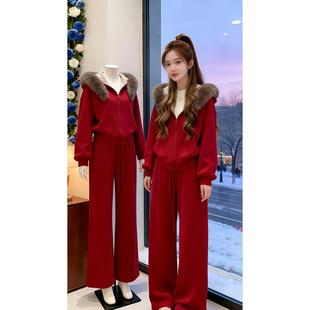 新款 减龄套装 时尚 外套休闲裤 简约风长袖 韩系一整套穿搭女2025冬季