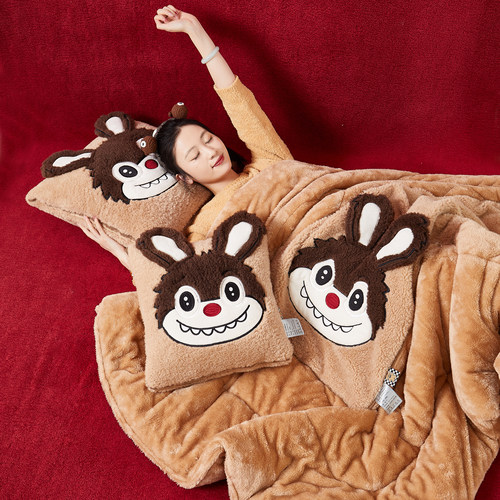 两用抱枕被靠垫枕头被午休汽车沙发办公室午睡加厚卡通可爱学生被