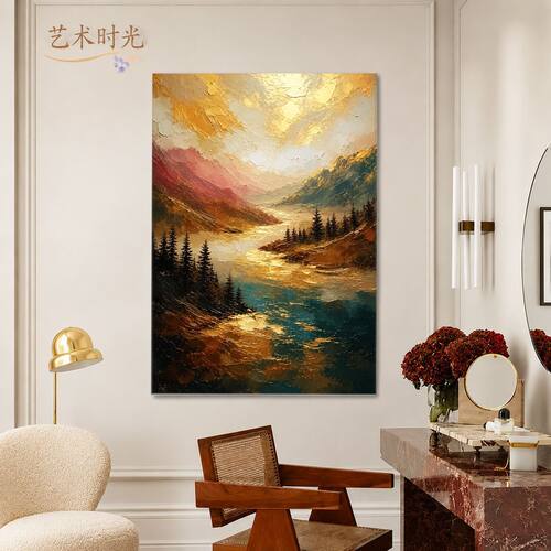 奢遇纯手绘油画海浪花卉客厅装饰画简约现代度假风挂画