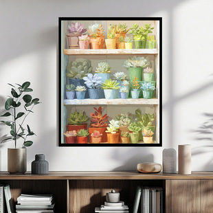 数字油画diy无聊解闷绿植简单解压手工客厅0基础填色挂画直销