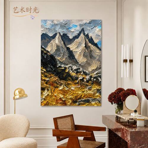 奢遇纯手绘油画海浪花卉客厅装饰画简约现代度假风挂画