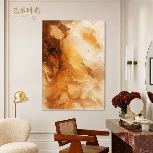 奢遇纯手绘油画海浪花卉客厅装饰画简约现代度假风挂画