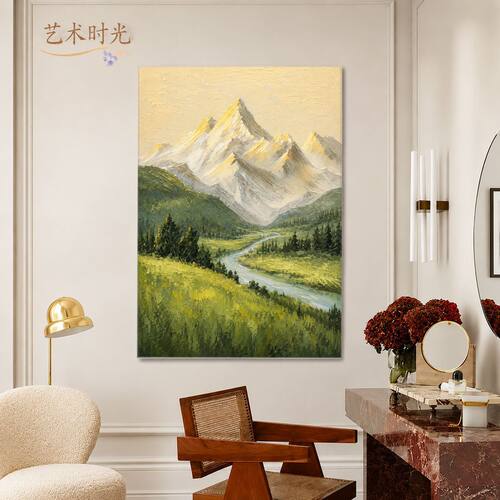 奢遇纯手绘油画海浪花卉客厅装饰画简约现代度假风挂画