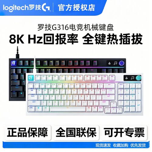 罗技G316有线客制化热插拔电竞机械键盘游戏RGB自定义灯光极昼