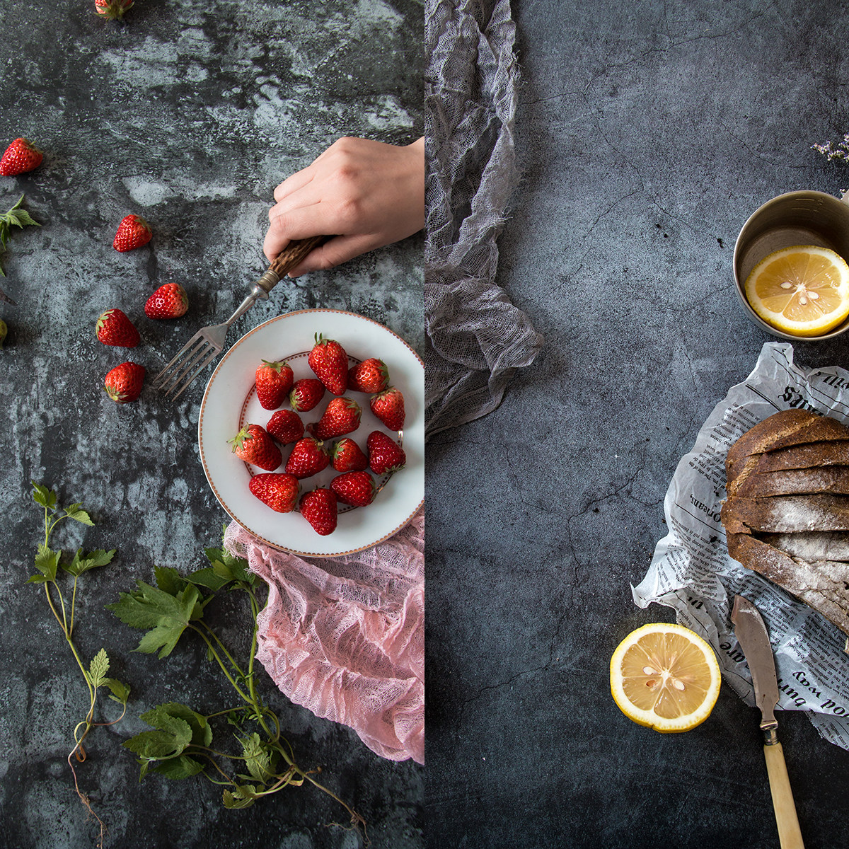 仿水泥纹理背景纸 ins复古暗黑美食摄影道具大理石拍照背景布景