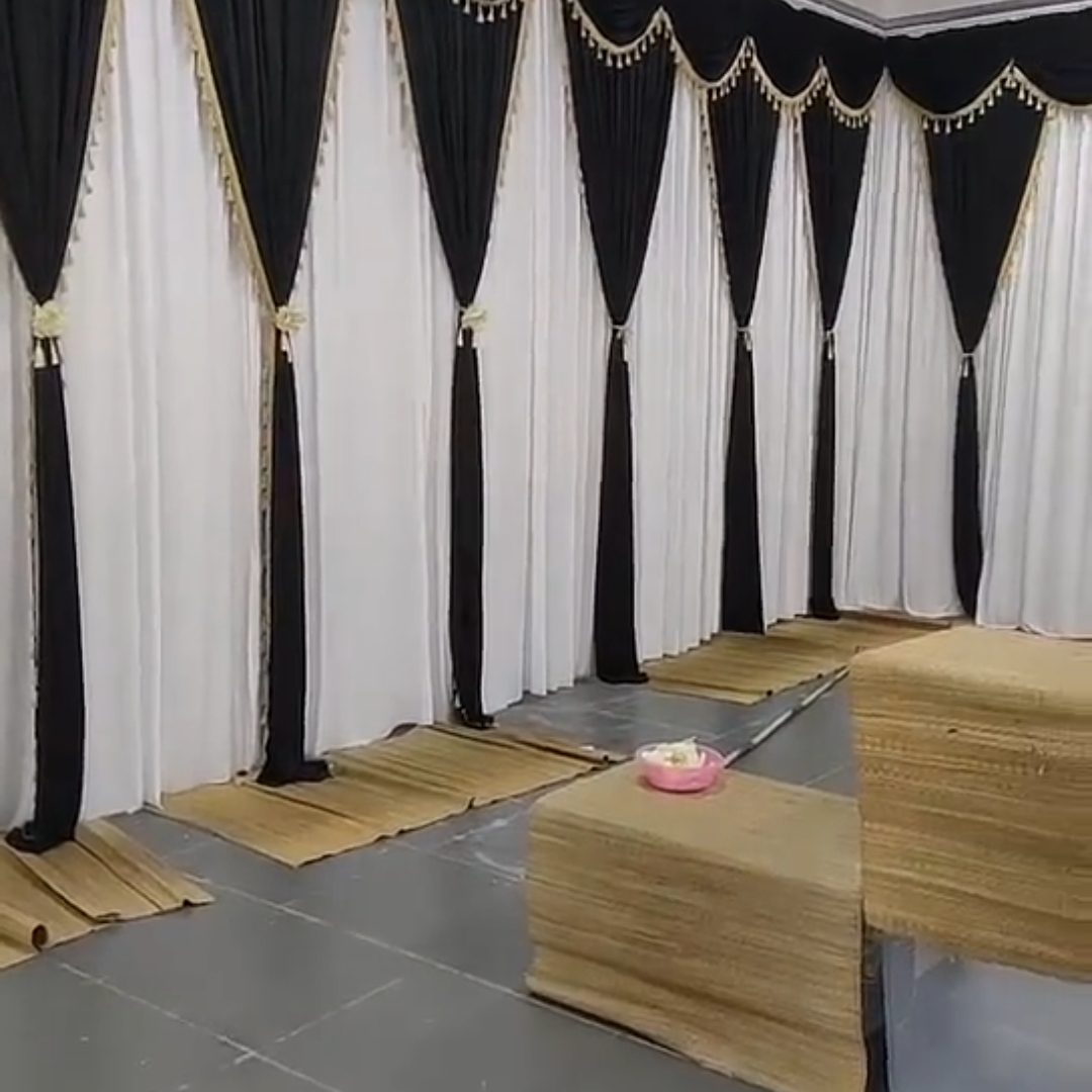 灵堂装饰背景布白事丧事白色纱幔殡仪馆布置黑白布帘布幔殡葬用品