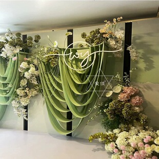 婚庆吊顶波浪弧形多层牛奶丝弹力布行云流水布幔婚礼堂韩式婚礼布
