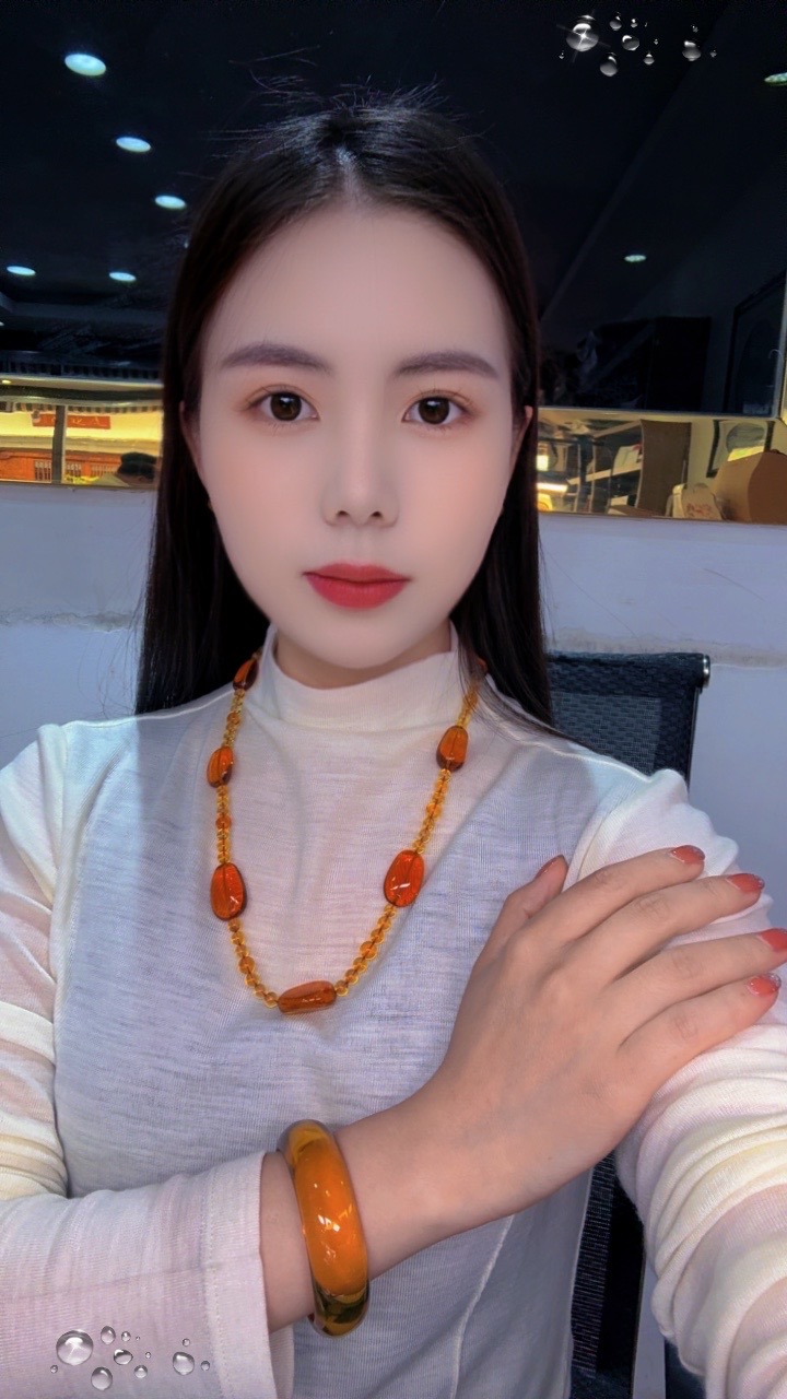 直播专拍链接缅甸纯天然琥珀项链
