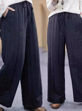 今年流行美式咖色外穿大码休闲裤女2025冬季胖MM宽松显瘦保暖棉裤