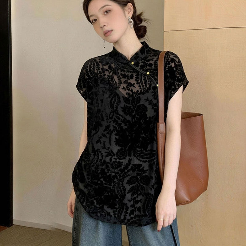 女装胖mm宽松设计感衬衫图片