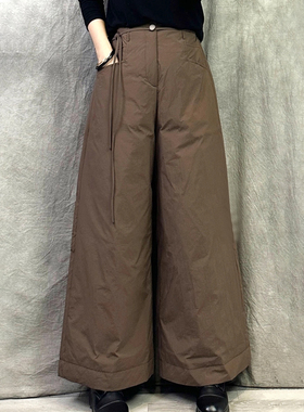 小个子垂感胖mm高腰保暖夹棉裤2025秋冬大码女士宽松显瘦休闲长裤