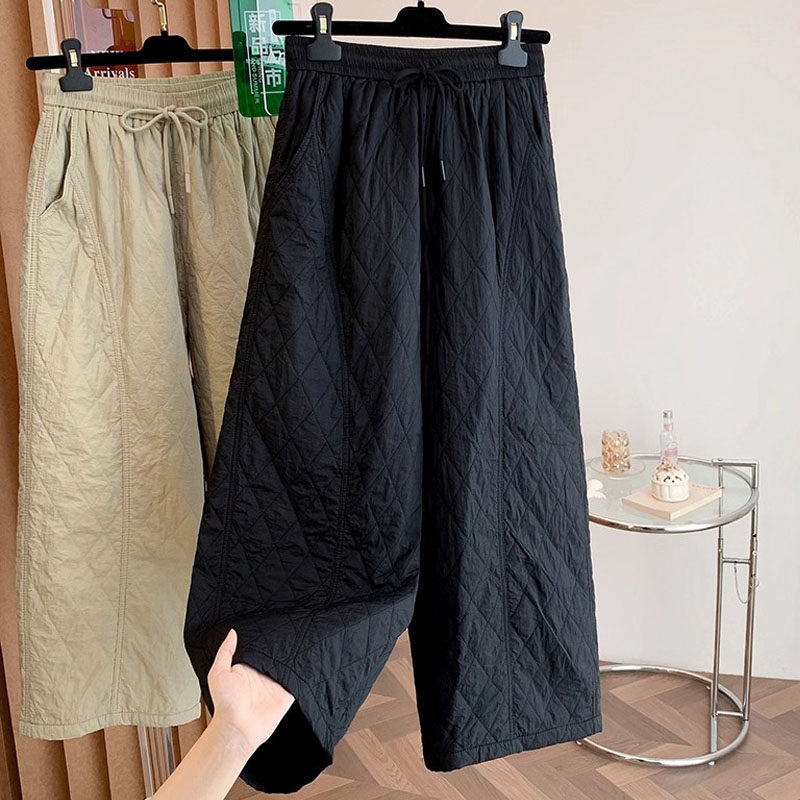 别致百搭大码松紧腰保暖棉裤女士装2026冬季胖MM宽松显瘦休闲裤子 - Destins Girl出品