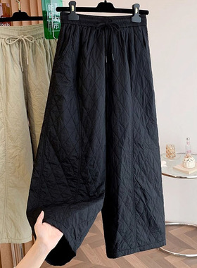 别致百搭大码松紧腰保暖棉裤女士装2025冬季胖MM宽松显瘦休闲裤子