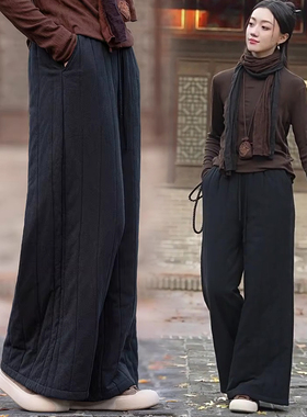 小个子微胖mm保暖外穿棉裤2025冬季大码女装松紧腰抽绳显瘦休闲裤