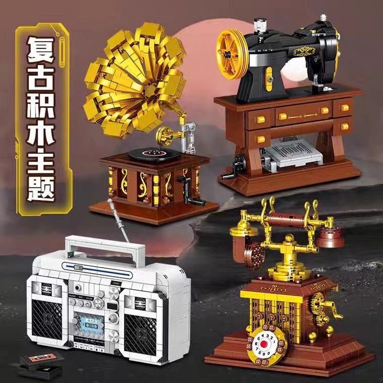 复古收音机电视打字机积木系列创意益智小颗粒拼装玩具男女孩礼物图片