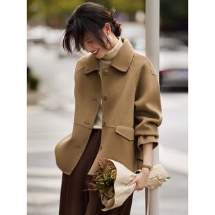 专柜正品 羊毛大衣女2025秋冬高级毛呢外套 轻奢通勤简约小个子短款