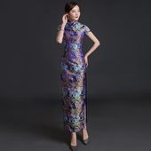 2025碎花旗袍改良版 妈妈旗袍 旗袍连衣裙复古中国风走秀演出服长款