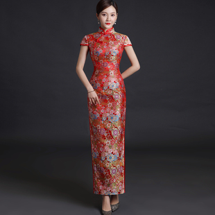 中国风旗袍夏2025年新长款改良年会走秀演出服新婚新娘敬酒服旗袍