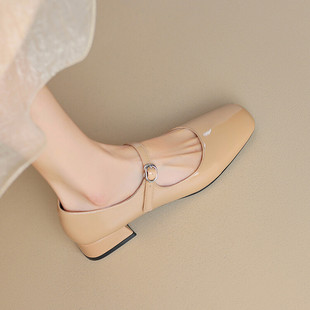 粗跟平跟小皮鞋 温柔仙女鞋 法式 平底气质复古玛丽珍鞋 春季 气质单鞋