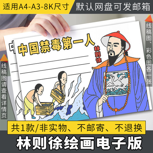 中国禁毒第一人林则徐近代历史人物虎门销烟鸦片战争涂色电子小报