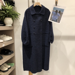 秋冬双面羊绒大衣韩版时尚长款宽松型翻领女款双面长绒绵羊毛大衣