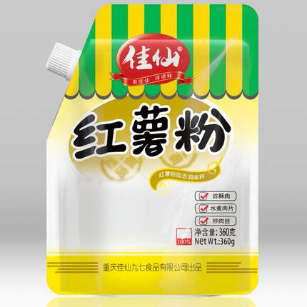 佳仙红薯淀粉360克袋装家用带嘴自立袋方便水煮肉片炒肉丝炸酥肉