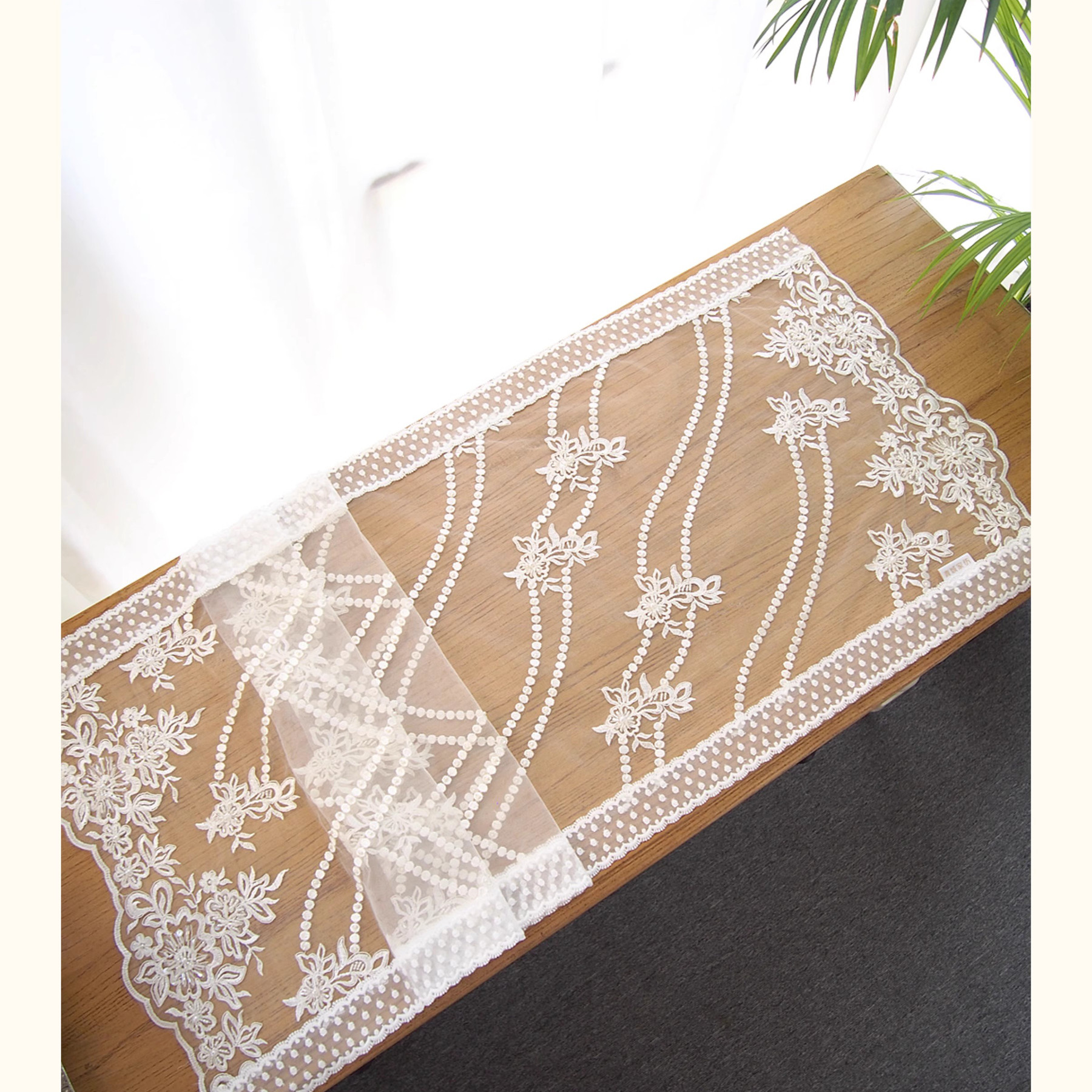 43x130 法式复古白色珍珠蕾丝桌旗 美式刺绣长条桌布斗柜鞋柜桌垫,居家布艺,桌旗,淘宝优惠券,粉丝福利购,淘宝优惠卷