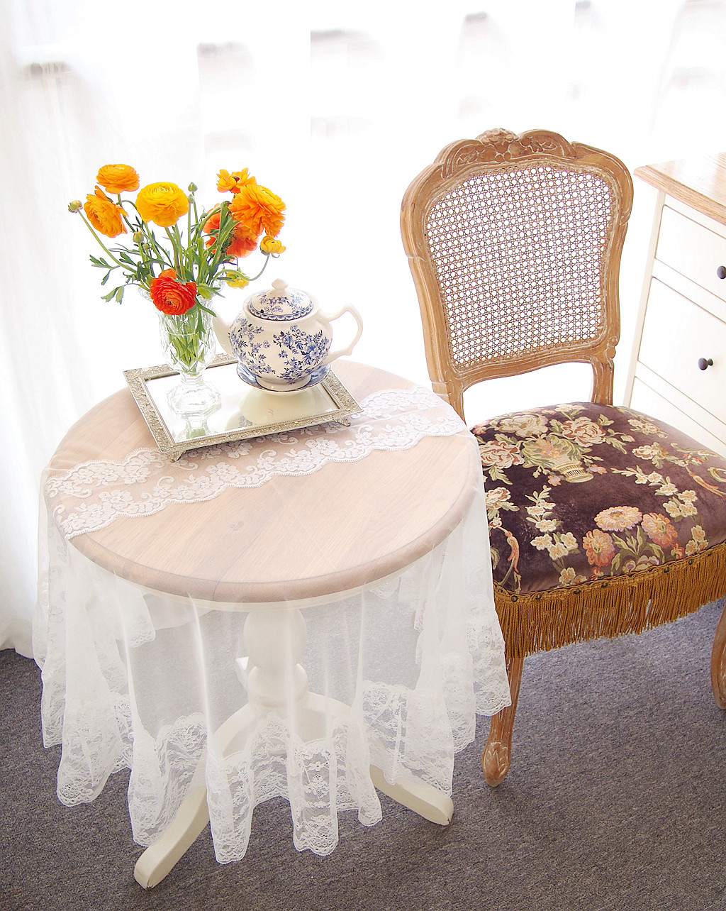 法式白纱蕾丝桌旗桌布韩式小清新梦幻防尘装饰圆桌茶几台布盖巾