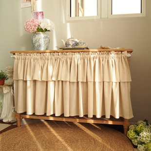 软装氛围家居 原创设计复古天然亚麻短帘厨房窗帘半帘柜子遮挡帘