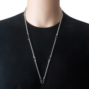 不锈钢泰国佛牌链五挂钛钢长款男女方珍珠吊坠佛链配链单链项链