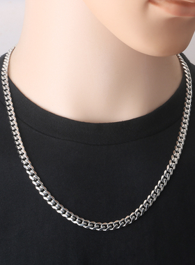 不锈钢钛钢男女单扣六面磨项链