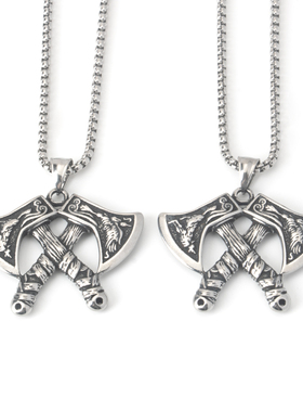 不锈钢钛钢男女战斧项链