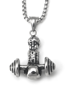 不锈钢钛钢男女拳套哑铃项链