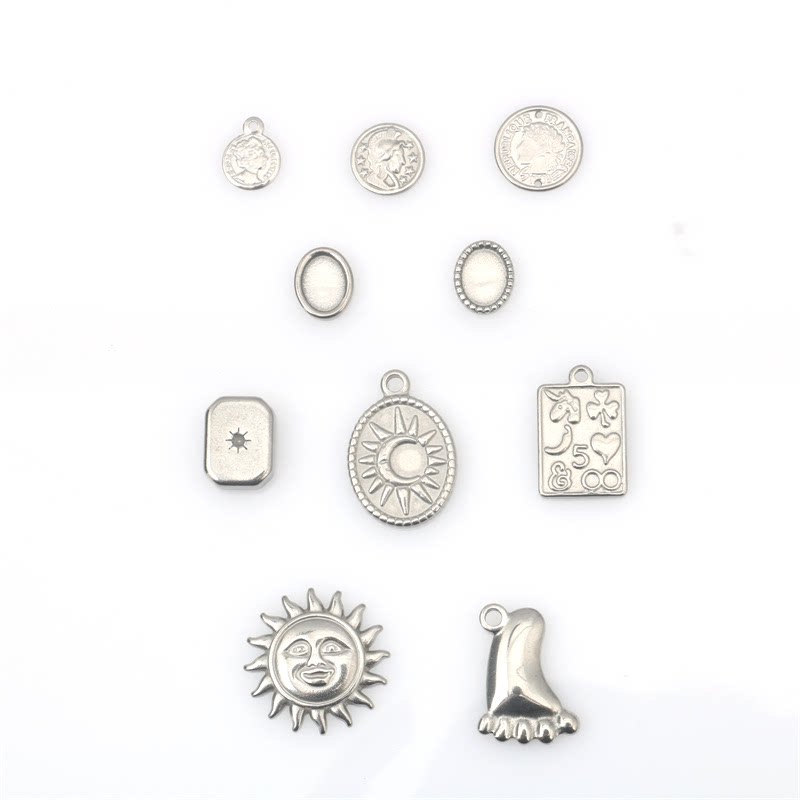 不锈钢头像太阳坠子时尚朋克嘻哈搭配diy吊坠饰品配件