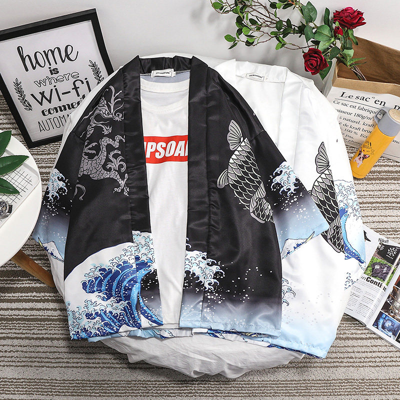 秋季日系仙鶴道袍男浮世繪寬松七分袖襯衫外套中國風kimono和服女在類目 女裝/女士精品, 襯衫中 - 來自Buy2taobao.com提供專業的淘寶代購服務