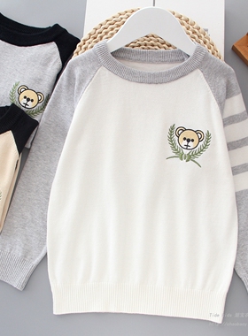 儿童纯棉毛衣2026秋装新款男女童洋气内搭打底衫中大童薄款针织衫