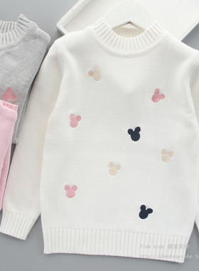 女童毛衣秋装2025新款儿童洋气套头打底针织衫中大童女孩纯棉线衣