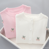 儿童甜美上衣洋气钉珠宝宝纯棉针织外套 2025新款 女童开衫 毛衣秋装