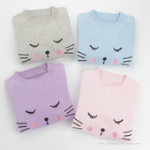 洋气休闲上衣宝宝套头圆领针织衫 儿童装 新款 女童纯棉毛衣2024春季