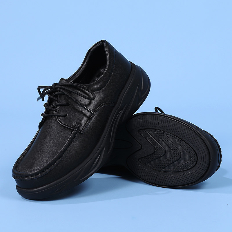 新款护士鞋女春秋软底透气不累脚防滑防臭舒适系带厚底黑色工作鞋