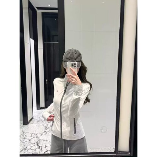 原版防晒布料 夏季新款OOTD白色立领修身防晒衣外套女