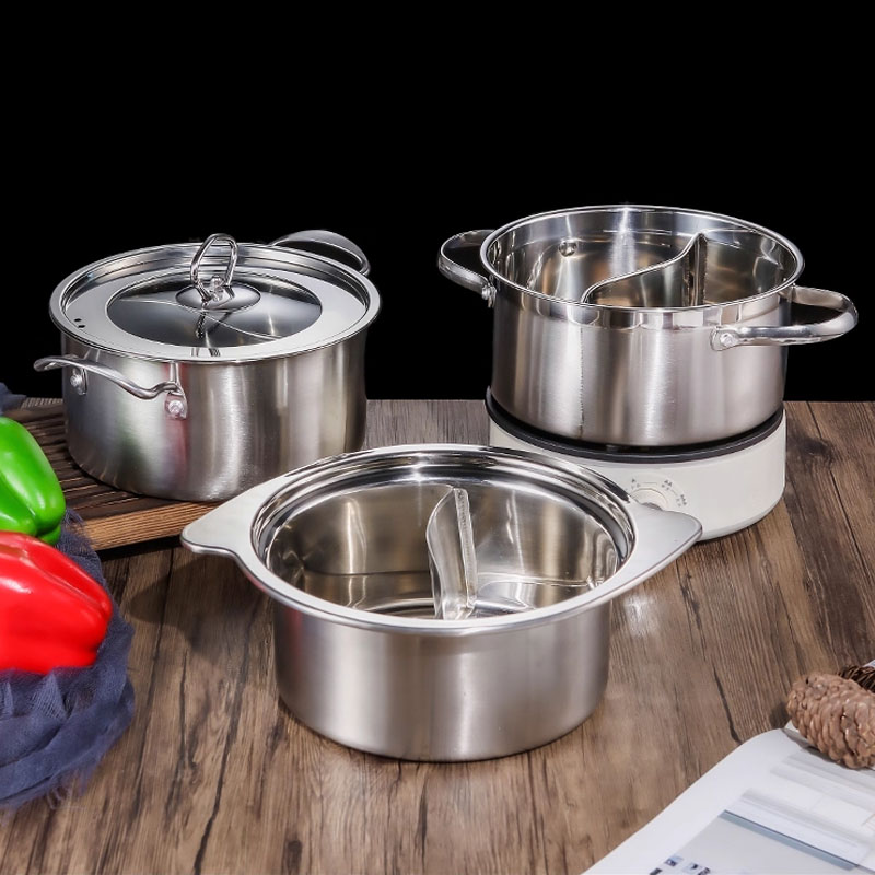 304不锈钢单人小火锅商用带盖一人一锅燃气电磁炉家用自助小涮锅