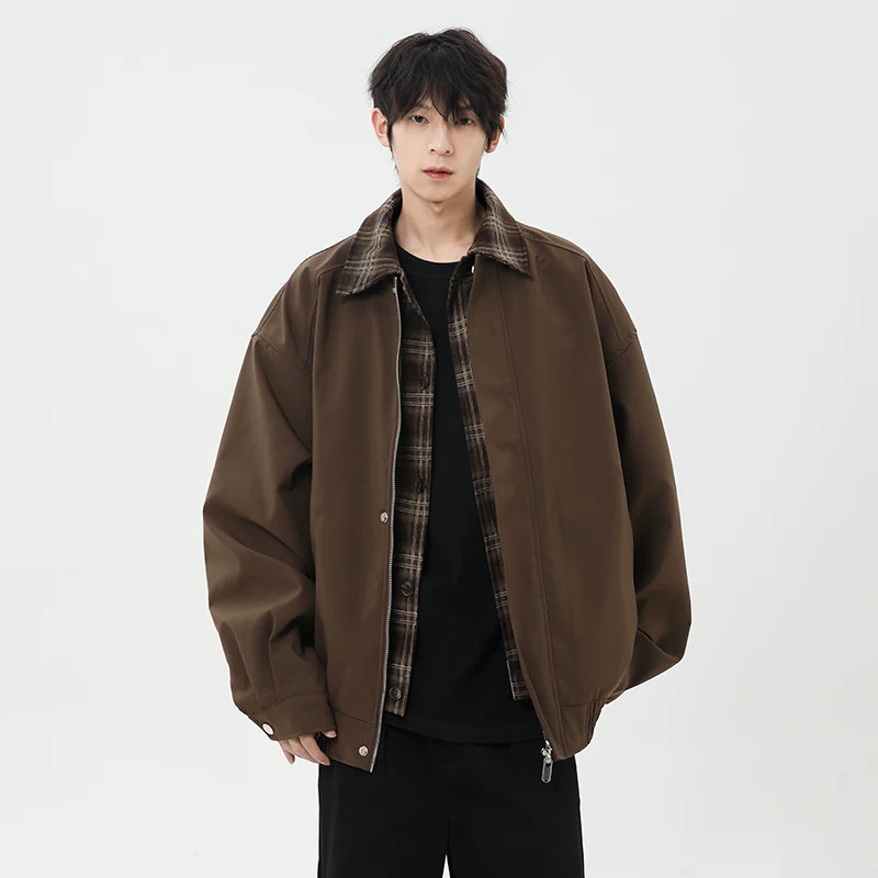 假两件外套男女2026年春秋季复古穿搭棒球服青少年美式翻领夹克潮
