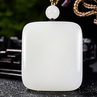 新疆大师冯立辉作品和田玉过灯羊脂白玉平安无事牌挂件43.33克