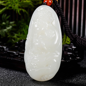 新疆大师冯立辉作品 新疆和田玉羊脂玉财神87.06克