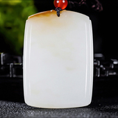 新疆大师冯立辉作品和田玉且末料糖羊脂白玉平安无事牌25.70克