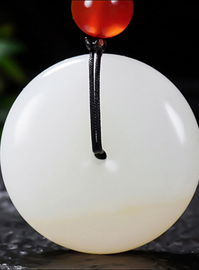 新疆大师冯立辉作品和田玉且末金山料糖羊脂白玉平安扣16.19克